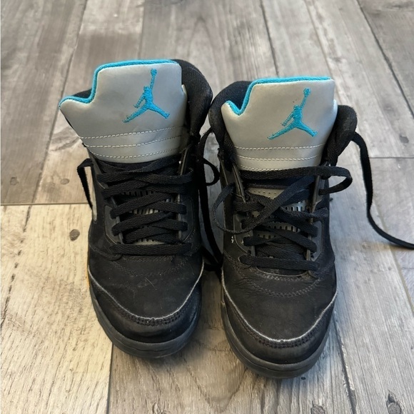 Nike Air Jordan 5 Retro (PS) Aqua Kids Shoe 1.5 Little Boy Black Aqua 440889-047 - Picture 1 of 7